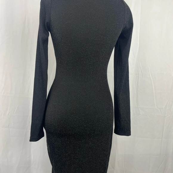 NWT Square Neck shiny long sleeve bodycon dress - Picture 8 of 10